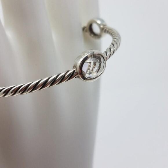 David Yurman Sterling Silver Crystal Quartz stations cable bangle - Picture 5 of 9